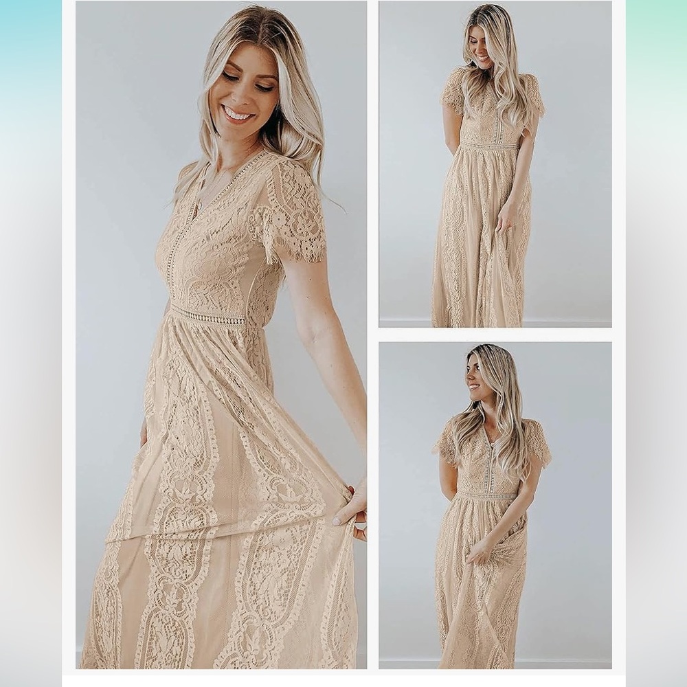 Cream Flutter Sleeve Maxi Gown for Brides